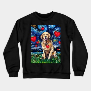 Golden Retriever Night with Hearts Crewneck Sweatshirt